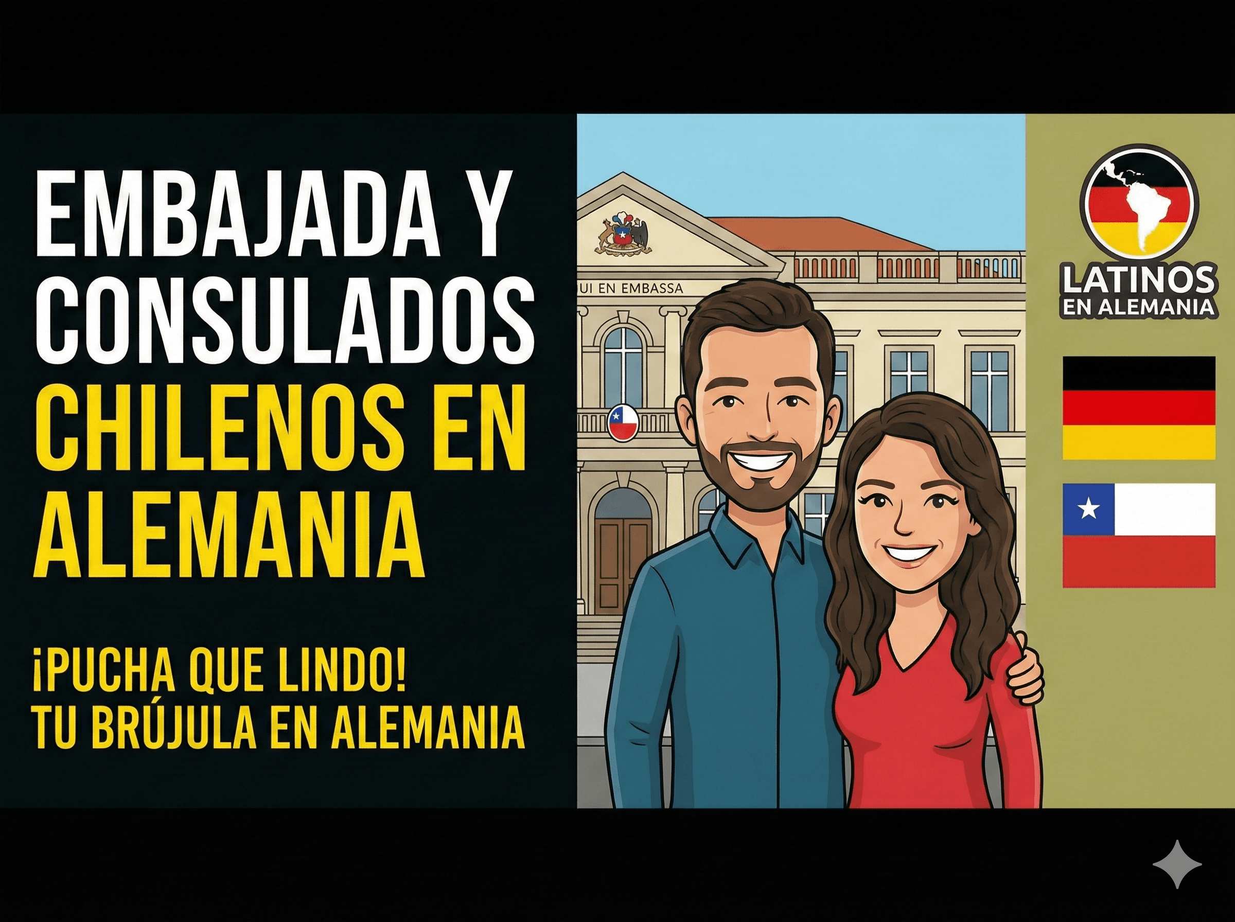 Un pasaporte chileno y documentos oficiales sobre un escritorio con una bandera de Chile pequeña, representando la gestión de trámites consulares en Alemania.