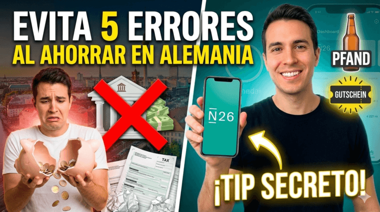 Una hucha con forma de cerdito junto a monedas de Euro y un gráfico de crecimiento financiero, representando el ahorro inteligente en Alemania.