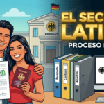 Pasaporte y formularios para tramitar visa Alemania sobre una mesa