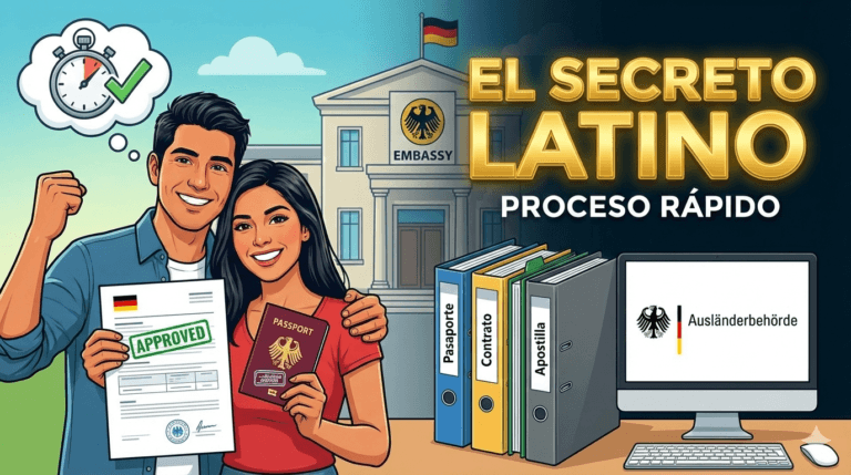 Pasaporte y formularios para tramitar visa Alemania sobre una mesa